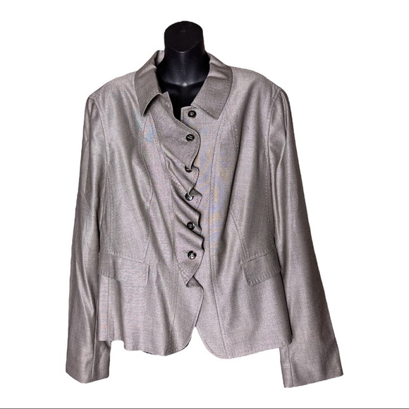 Escada Wool Blend Ruffle Button Up Blazer Jacket - Picture 1 of 5